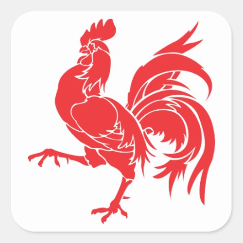 A Red Rooster Square Sticker
