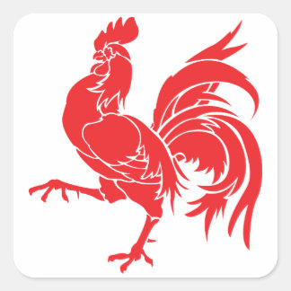 A Red Rooster Square Sticker