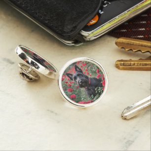 "A Red Rose for the Black Scottish Terrier" Lapel Pin