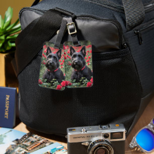 "A Red Rose for the Black Scottish Terrier" Luggage Tag