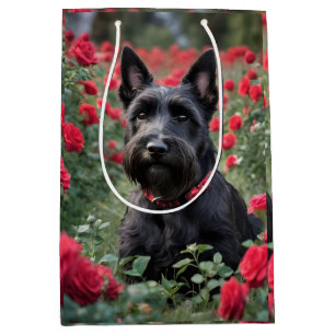 "A Red Rose for the Black Scottish Terrier" Medium Gift Bag