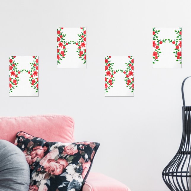 A red rose with detailed petals, depicted in a cli wall art sets (Livingroom)