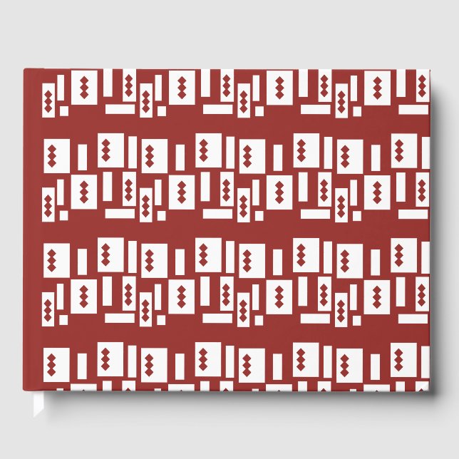 A red rug with a textured pattern is spread out on guest book (Front)