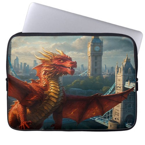 A Red Scottish Dragon Warms London Laptop Sleeve