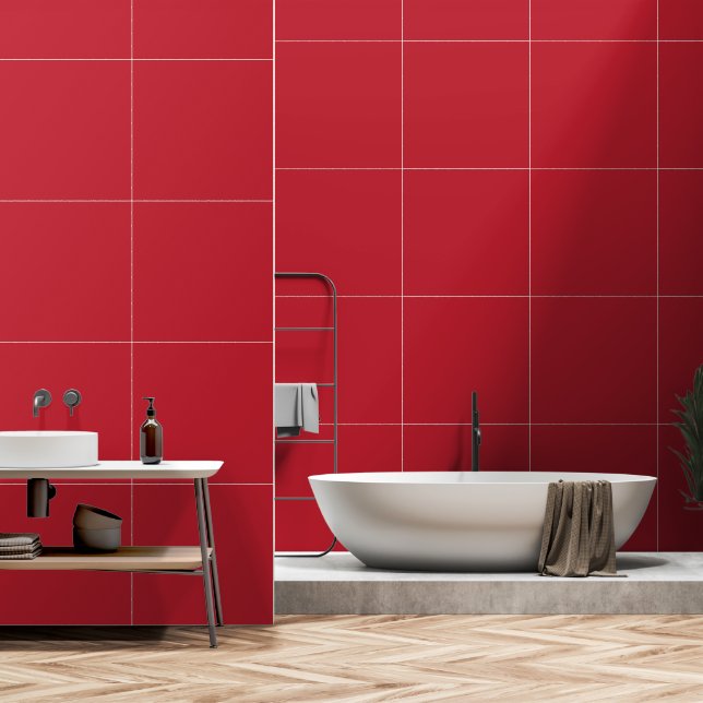 A red square enclosed by a thin white border, crea wallpaper  (Bathroom)