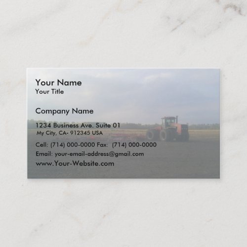 A Red Tractor Resting On The Open Fields... Business Card Template