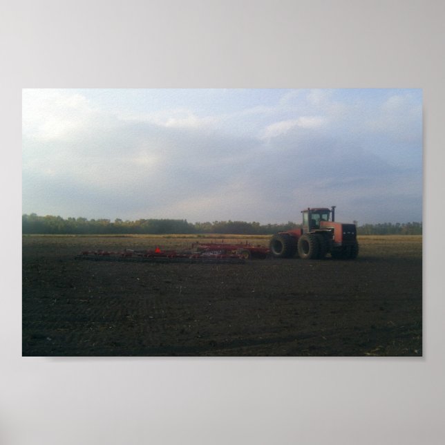 A Red Tractor Resting On The Open Fields... Poster (Front)