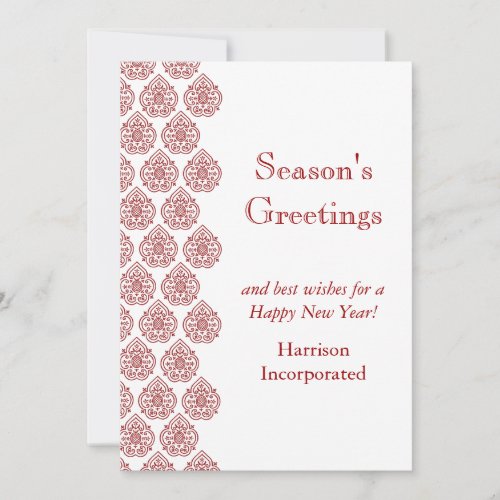A Red Vintage Damask Holiday Card corp