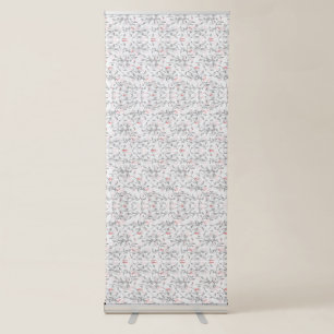A refined floral motif in white and gray, presenti retractable banner