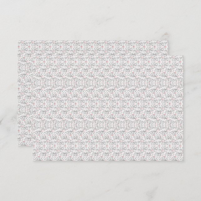 A refined floral motif in white and gray, presenti thank you card (Front/Back)