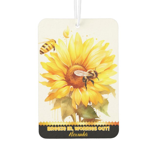 A refreshing bloom of sunflowers with buzzing bees air freshener (Back)