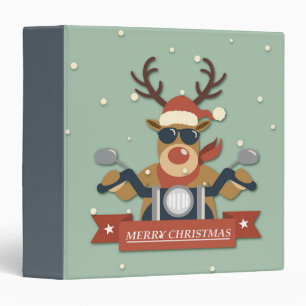 A reindeer sunglasses riding motorcycle 3 ring binder