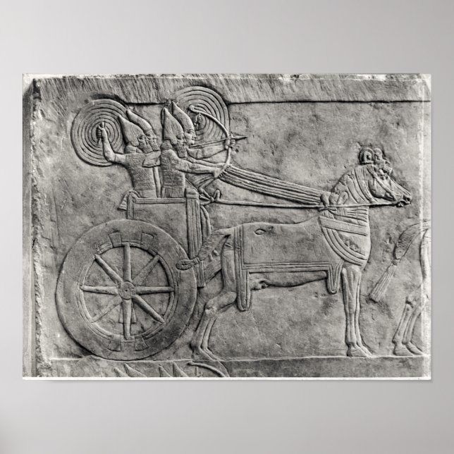A relief depicting the Assyrian army in battle Poster (Front)