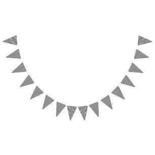 A repeating pattern of interconnected circles and bunting flags