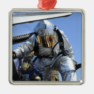 A rescue drill is performed on the flight deck metal ornament