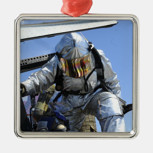 A rescue drill is performed on the flight deck metal ornament (Front)