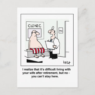 A retiree at the doctor's postcard