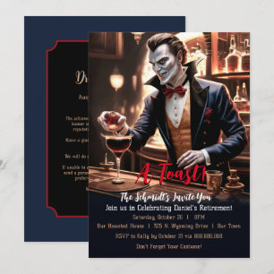 "A Retirement Toast, Humorous Vampire Theme Party Invitation