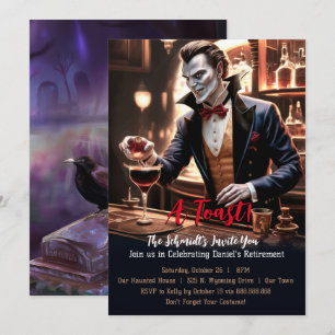 "A Retirement Toast, Humorous Vampire Theme Party Invitation
