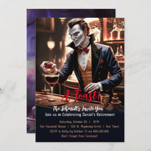"A Retirement Toast, Humorous Vampire Theme Party Invitation
