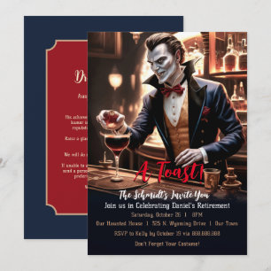 "A Retirement Toast, Humorous Vampire Theme Party Invitation