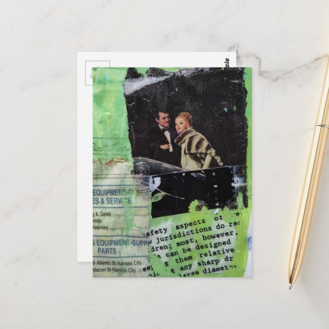 A Retro Couple Collage Postcard (Front/Back In Situ)