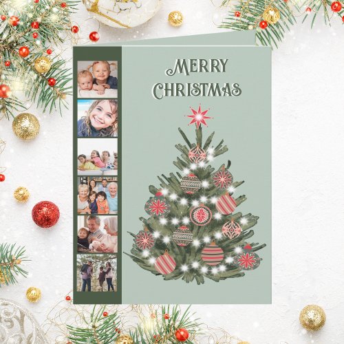 A Retro Merry Christmas Tree Photo Card