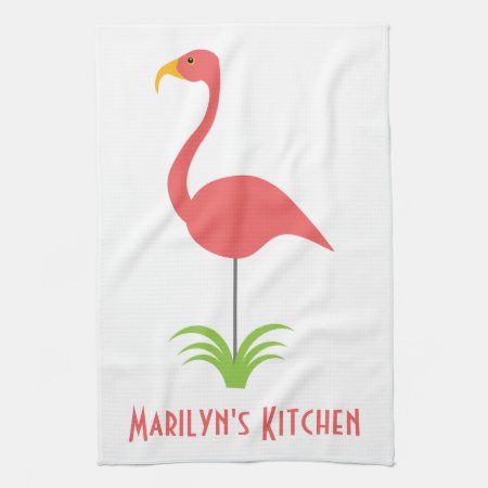 A Retro Pink Flamingo For The Kitchen Kitchen Towel
