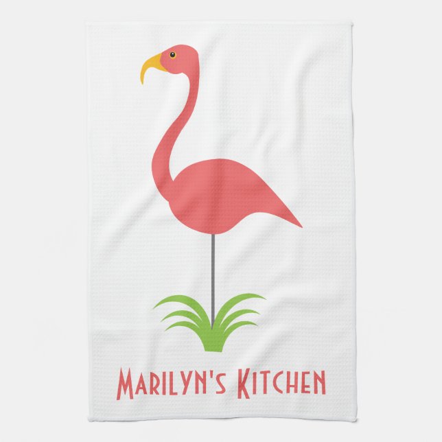 A Retro Pink Flamingo for the Kitchen Kitchen Towel (Vertical)