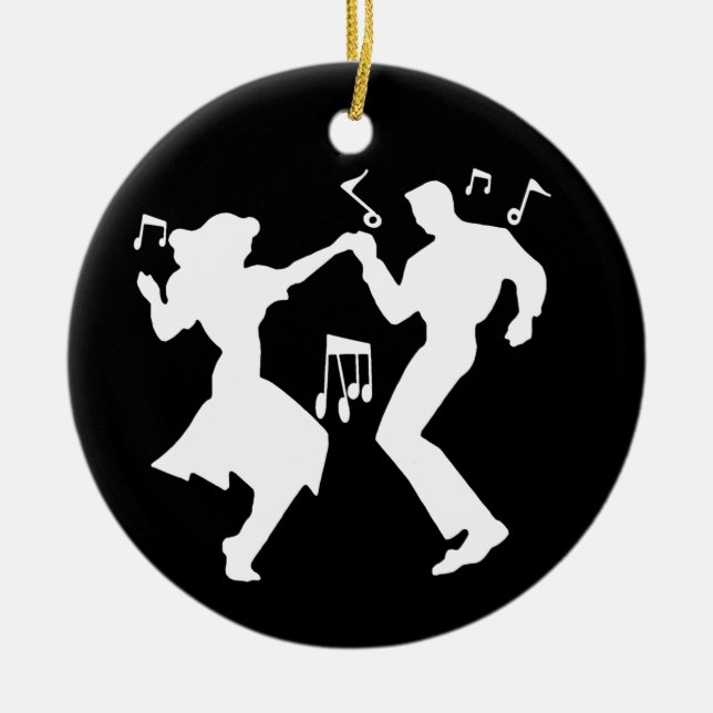 A Retro Rockin' Theme Ceramic Ornament (Front)