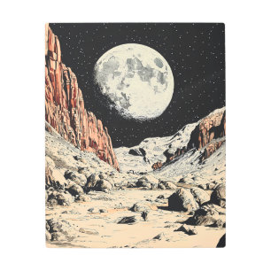 A Retro Sci-Fi Martian Landscape Metal Print
