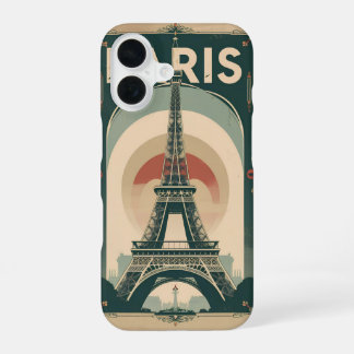 A retro-style travel poster of Paris iPhone 16 Case