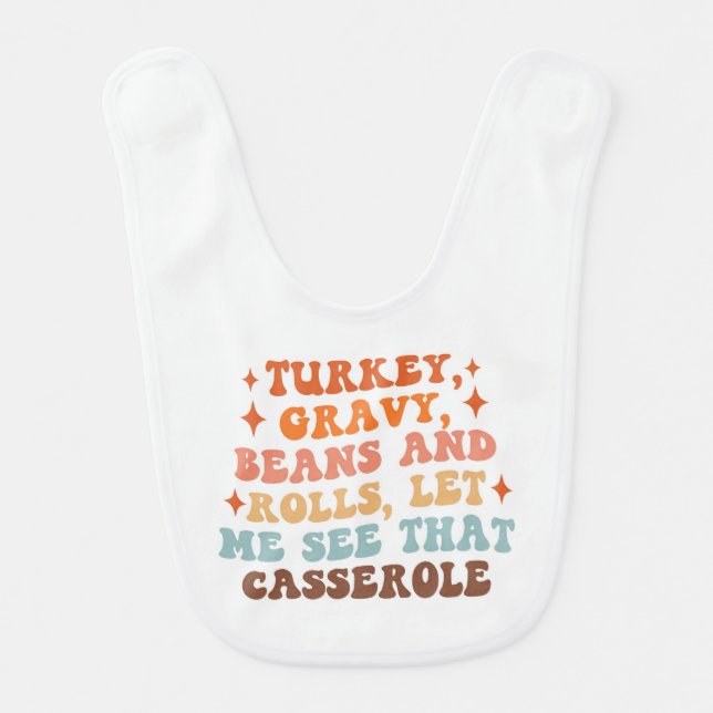 A Retro Thanksgiving Dinner Baby Bib (Front)
