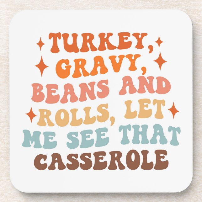 A Retro Thanksgiving Dinner Beverage Coaster (Front)