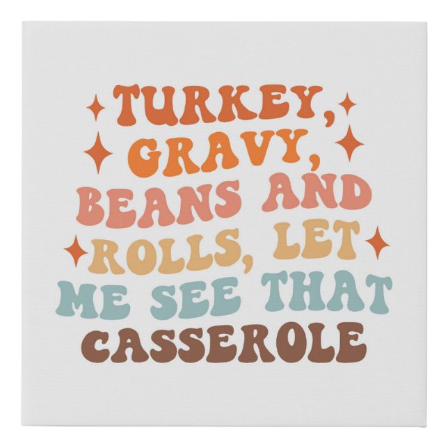 A Retro Thanksgiving Dinner Faux Canvas Print (Front)