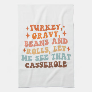 A Retro Thanksgiving Dinner Kitchen Towel