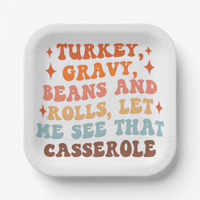 A Retro Thanksgiving Dinner Paper Plates (Front)