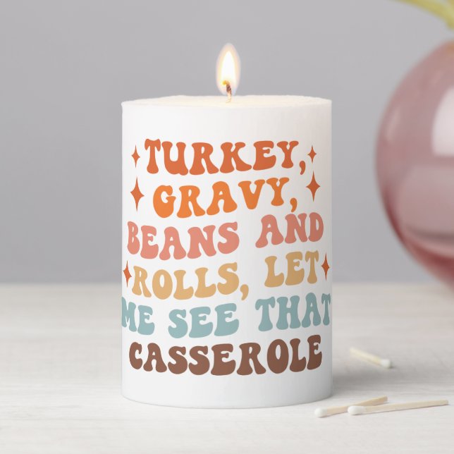 A Retro Thanksgiving Dinner Pillar Candle (In Situ)