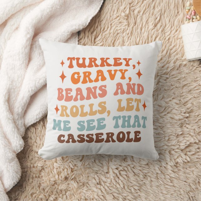 A Retro Thanksgiving Dinner Throw Pillow (Blanket)