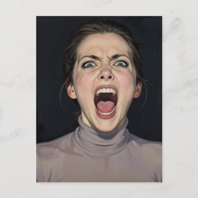 A  retro woman who is angry postcard (Front)