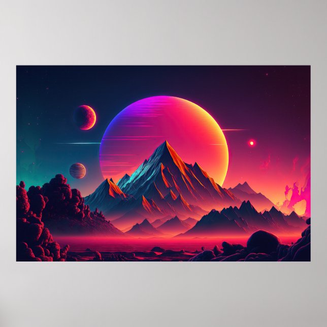 A Retrowave Tribute to the Beauty of the Mountains Poster (Front)