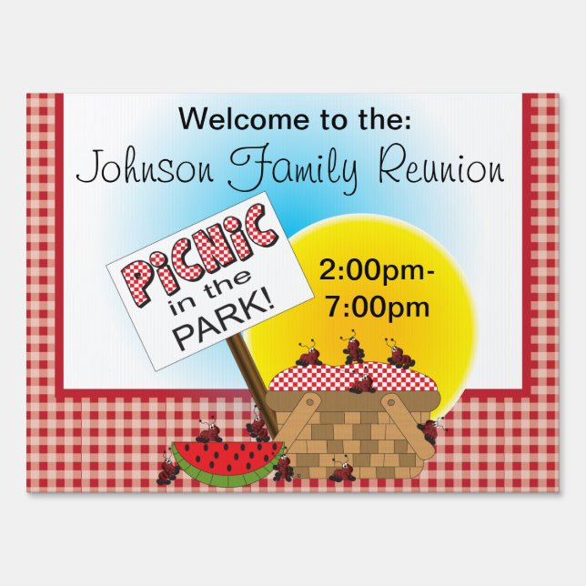 A Reunion | Picnic in the Park | Any Occasion Sign (Front)