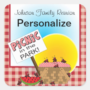 A Reunion Picnic in the Park Any Occasion Square Sticker