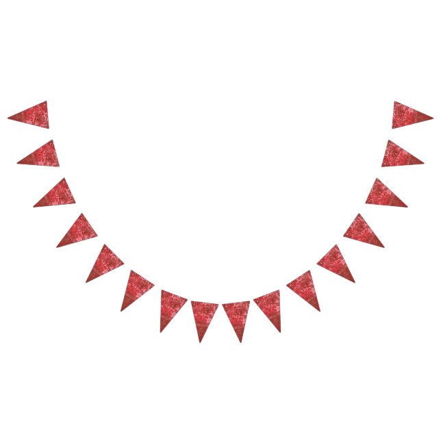 A richly patterned textile featuring vibrant red h bunting flags (All)