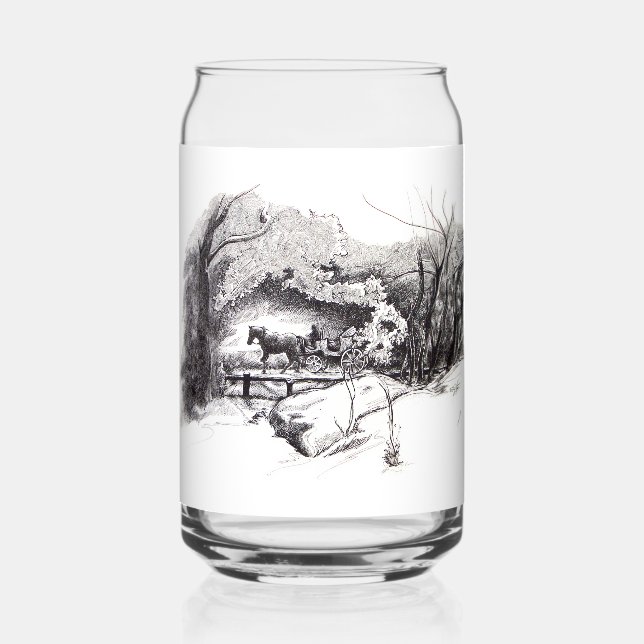 A Ride Through Central Park Drinkware Set Stemless Can Glass (Front)