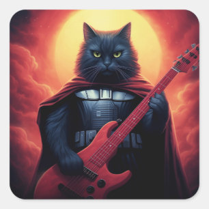A Riff that Shakes the Cosmos   Galactic Cat Lord Square Sticker