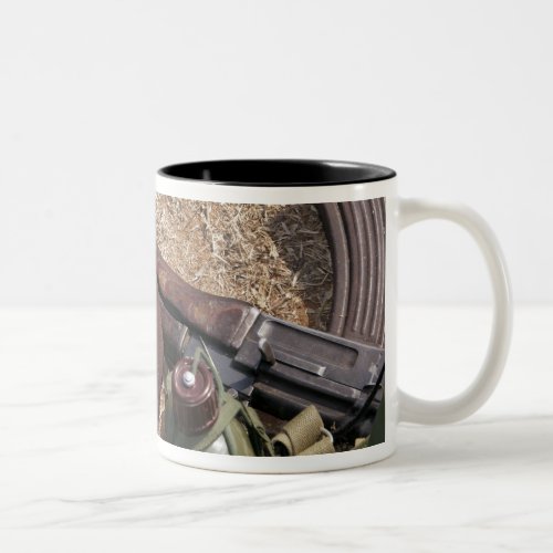 A rifle military cover and canteen Two_Tone coffee mug