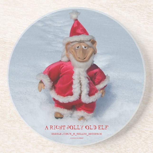 A RIGHT JOLLY OLD ELF DRINK COASTER (Front)