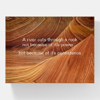 A river cuts through a rock - Insprational quote Paperweight