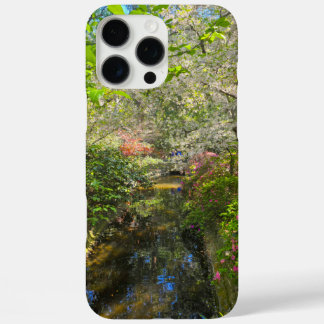 a river in the garden surrounded by flowers iPhone 16 pro max case
